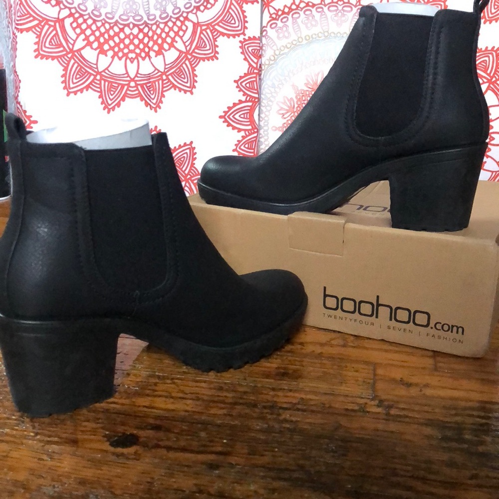 Brand New in Box Boohoo Black Booties